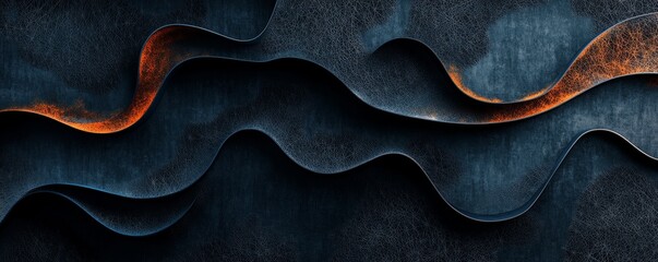 Obraz premium Abstract dark blue and orange wavy textured background.