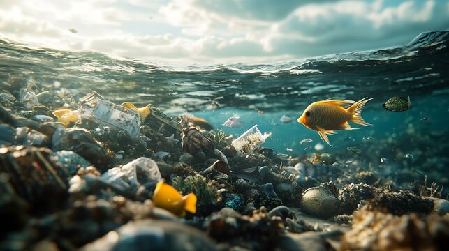 Marine garbage being replaced by marine life homes : Generative AI