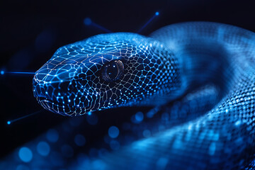 An abstract digital background featuring a snake, designed with dynamic patterns and vibrant colors.