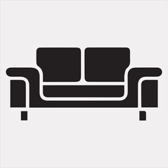 Sofa icon vector silhouette on a white background