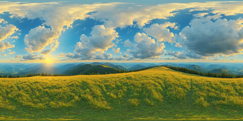 Fototapeta premium HDRI Spring Landscape Equirectangular Panorama 4