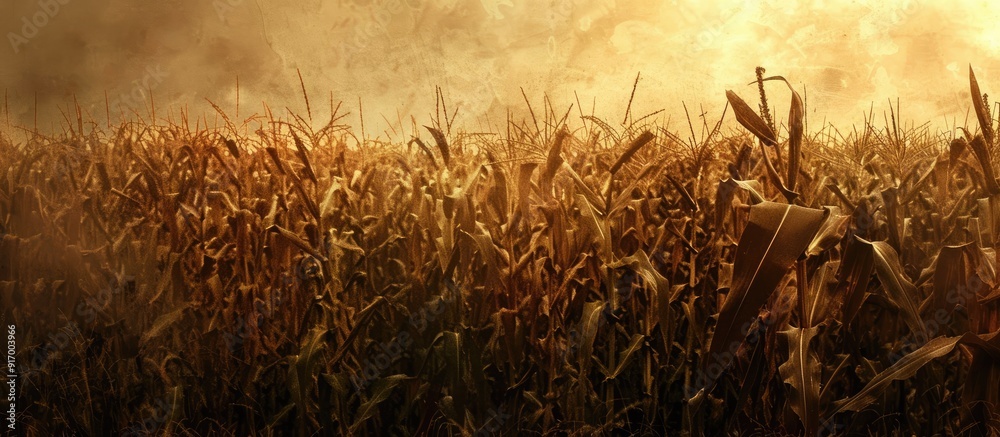 Poster a corn field with weathered stalks and ample copy space image
