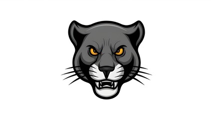 Obraz premium Adorable vector mascot logo design of a panther head with a white backdrop.