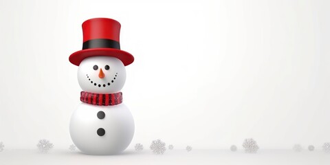 Fototapeta premium Snowman with Christmas decoration on white background.
