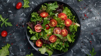 Fresh Green Salad with Cherry Tomatoes