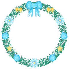 Christmas Wreath decorated with cute bows, flowers, balls, and candy canes