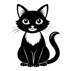 Cute Cat silhouette Vector Illustration isolated on a white background