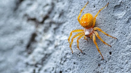 Orange Spider on white wall