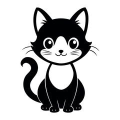 Cute Cat silhouette Vector Illustration isolated on a white background