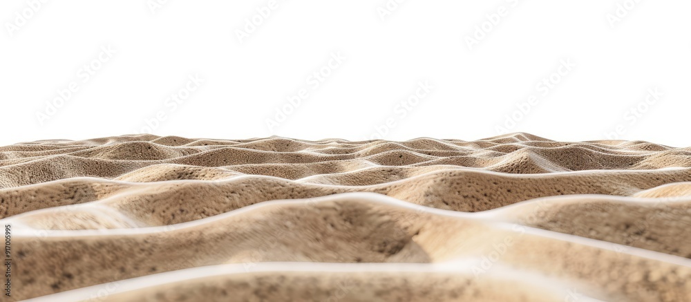 Poster Front view of beach sand on a white isolated background with copy space image