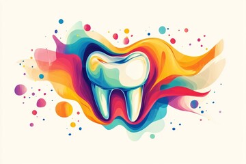 Colored abstract tooth illustration for creative projects. Beautiful design for dental care advertising