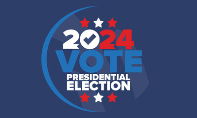 Fototapeta premium Presidential Election 2024 in United States. Vote day, November 5. US Election. Patriotic american element. Poster, card, banner and background. Vector illustration
