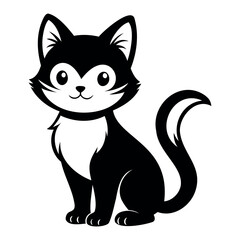 Cute Cat silhouette Vector Illustration isolated on a white background