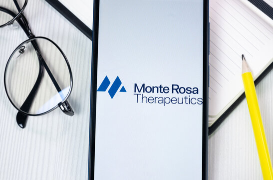 New York, USA - 1 August 2024: Monte Rosa Therapeutics Logo on Phone Screen, Company Icon on Display