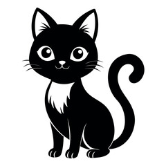Obraz premium Cute Cat silhouette Vector Illustration isolated on a white background