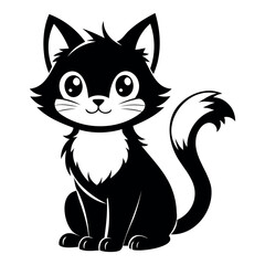 Cute Cat silhouette Vector Illustration isolated on a white background