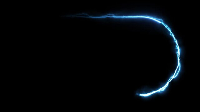 Seamless loop animation circle frame 4K video motion graphic. Animated borders frame glowing neon electric lights. abstract lightning neon round frame line animation. Lightning Thunderbolt