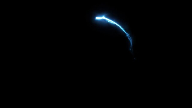 Seamless loop animation circle frame 4K video motion graphic. Animated borders frame glowing neon electric lights. abstract lightning neon round frame line animation. Lightning Thunderbolt