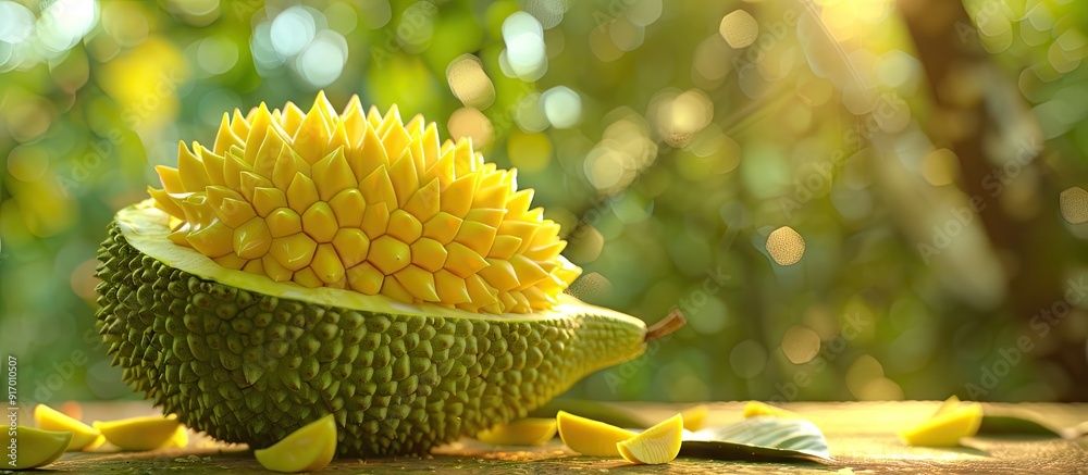 Poster Close up image of a jackfruit with copy space for text