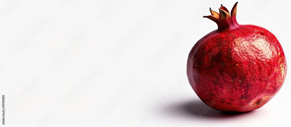 Poster Pomegranate fruit isolated on white backdrop with clipping path for copy space image
