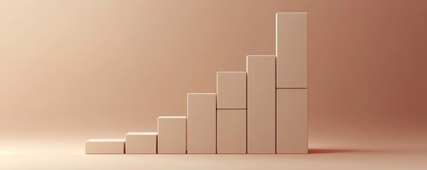 Abstract minimalist beige blocks ascending in size.