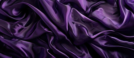 Obraz premium Top view of crumpled dark purple silk fabric suitable background for text adding the ending phrase copy space image