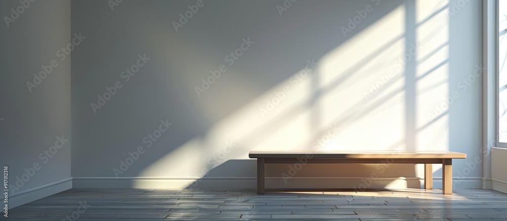 Poster empty modern table in a room illuminated by light from a window providing ample copy space image