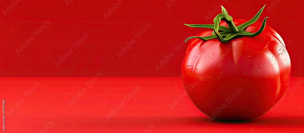 Poster A vibrant red ripe tomato as a component of nutritious diet with copy space image