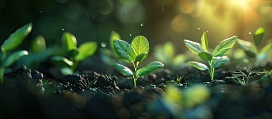 Organic digital background for scientific research with a banner from Young Sprout Agricultural Technologies including copy space image
