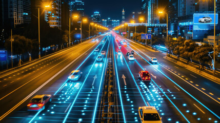 Fototapeta premium Smart roadways with embedded technology