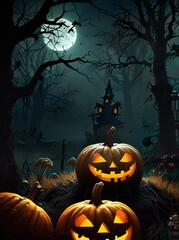 Fototapeta premium halloween background with pumpkin