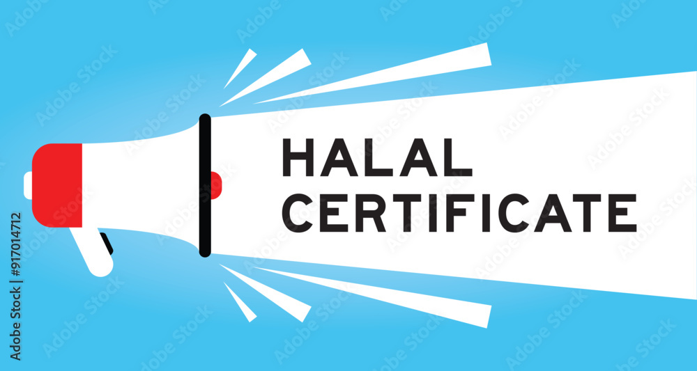 Canvas Prints Color megaphone icon with word halal certificate in white banner on blue background