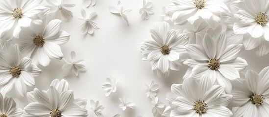 Beautiful color board featuring white flowers ideal for copy space image