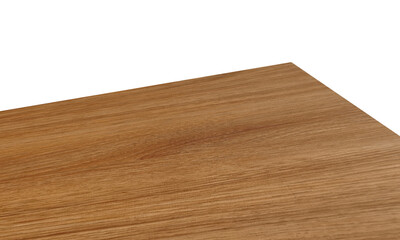 View of wood or wooden table top corner Isolated on white background