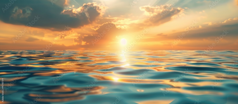 Poster beautiful nature background with a stunning light reflection on sea water perfect for a copy space i
