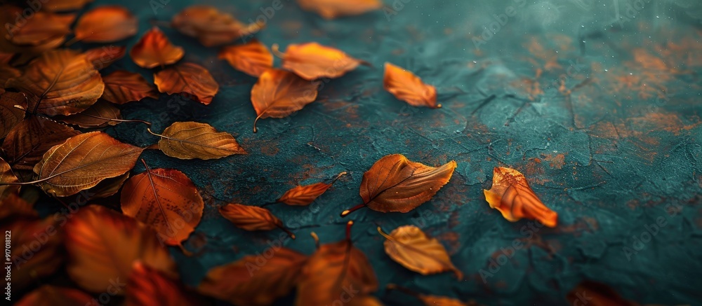 Poster fall hues in a copy space image