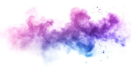 Abstract Purple and Blue Smoke Swirling on a White Background