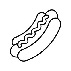 hot dog line icon with white background vector stock illustration