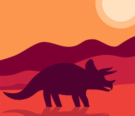 Triceratops, vector illustration with a dinosaur