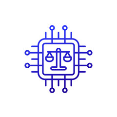 AI ethics line icon, artificial intelligence concept