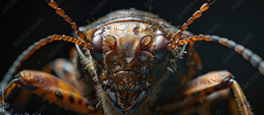 Aufkleber Detailed close up of an insect with a dark backdrop and ample copy space image