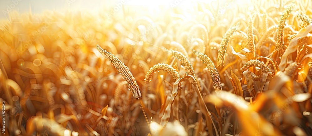Poster corn cobs in a field with plenty of space for text or logos perfect for marketing purposes copy spac