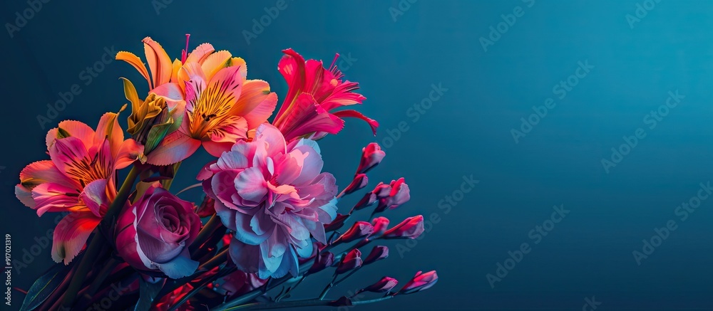 Poster Utilize vibrant flowers to create a colorful copy space image