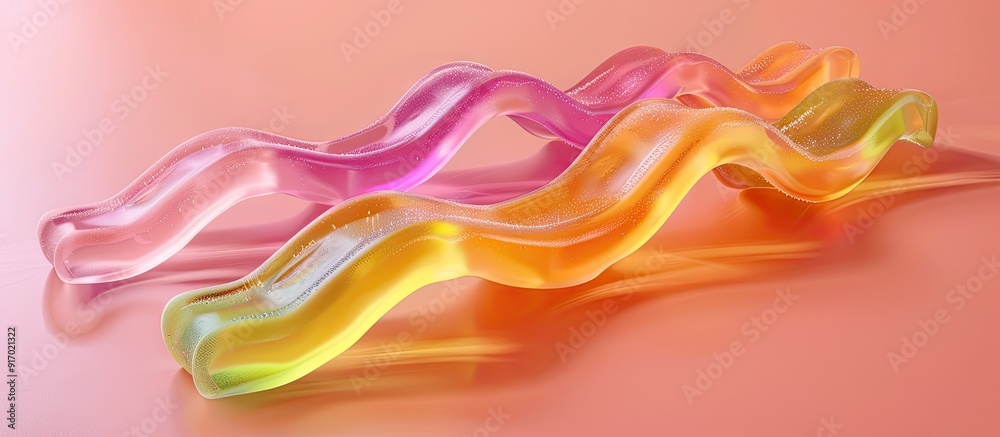 Poster Chewy jelly candies with an elongated shape and texture make a delightful treat suitable for a copy space image