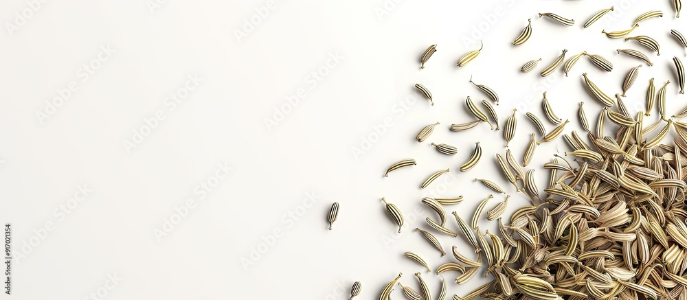 Poster white background with fennel seeds ideal for copy space image