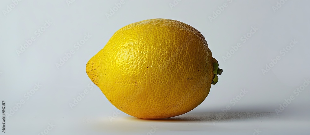 Poster a lemon positioned against a plain white backdrop with copy space image
