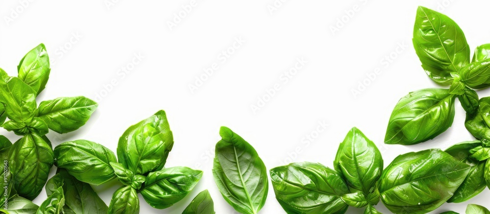 Aufkleber high quality photo of green basil leaves isolated on a white background perfect for use as a copy sp