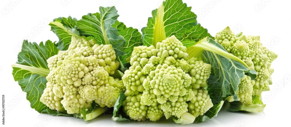 Poster isolated on a white background a romanesco broccoli or cauliflower creates an engaging copy space im