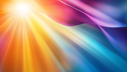 Obraz premium Abstract Light Rays and Rainbow Background with Rainbow Prismatic Lens Flare, Sunlight, Glow, and Hologram