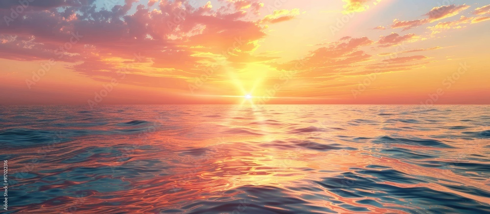 Poster Scenic view of a sunset over the ocean with copy space image available
